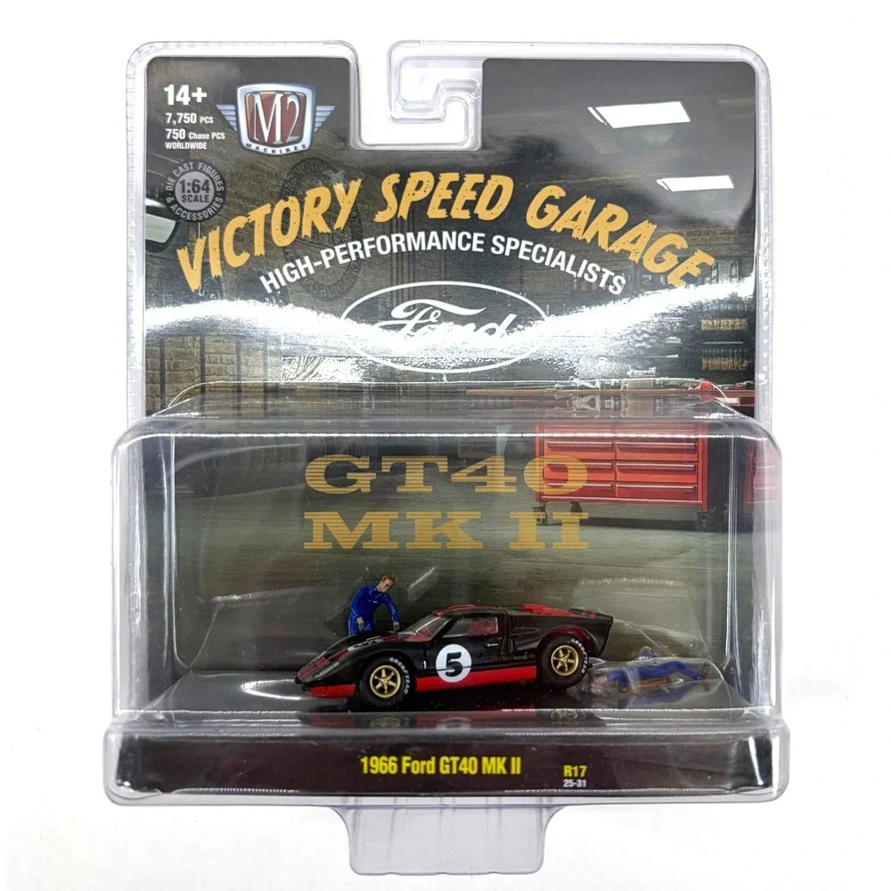 M2 Machines Diorama Victory Speed Garage 1966 FORD GT40 MKII Black CHASE New